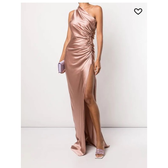 REVOLVE Dresses & Skirts - Michelle Mason blush pink size 0 asymmetrical gathered one-shoulder silk gown